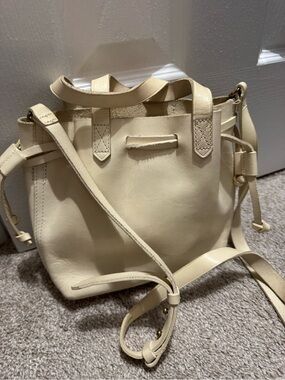 Madewell Cream Leather Mini Crossbody Tote